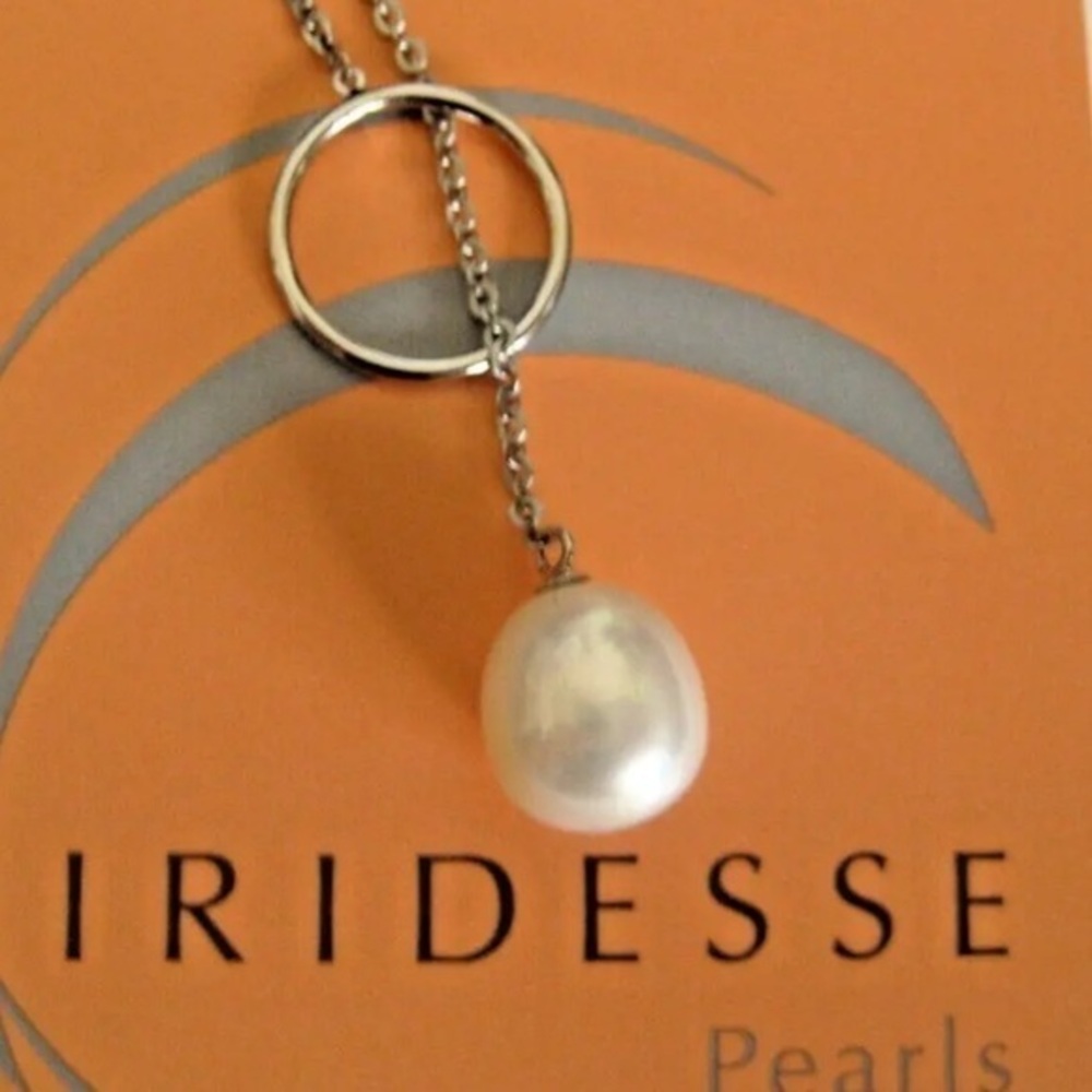 Iridesse by Tiffany & Co 14k White Gold Lariat Pearl Necklace Designer J…